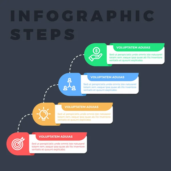 Szablon Połączone Kroki Infografiki Ilustracja Wektorowa Może Być Używany Układu — Wektor stockowy