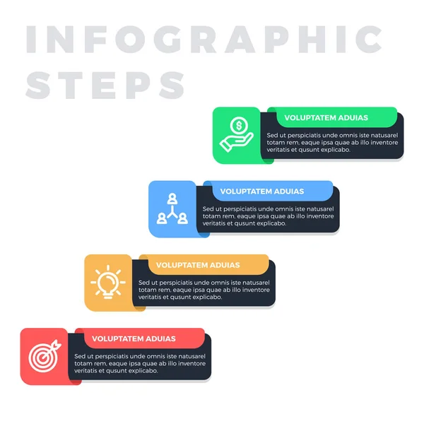 Szablon Połączone Kroki Infografiki Ilustracja Wektorowa Może Być Używany Układu — Wektor stockowy