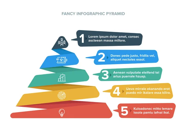 Renkli Hiyerarşi Piramit Infographic Renkli ve yanındaki açıklama ile Adımlar ile Simgeler İş Modern ve Fantezi