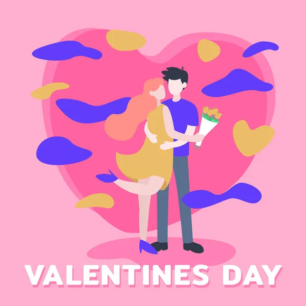 Día San Valentín Linda Tarjeta Mínima Vector — Vector de stock