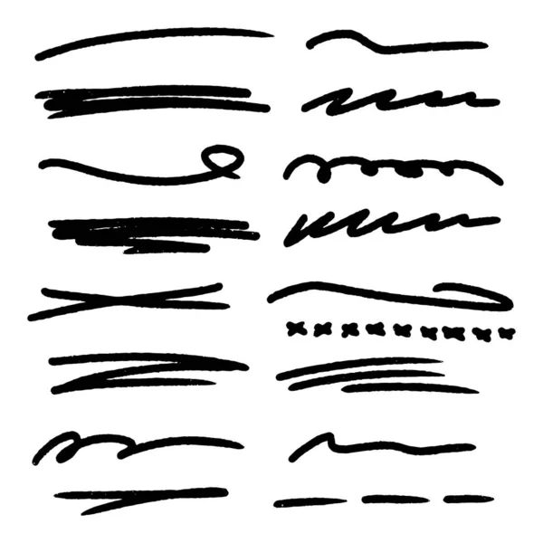 Τυχαία Χέρι Γραμμές Doodle Σετ Βούρτσα Δείκτη Στυλ — Διανυσματικό Αρχείο