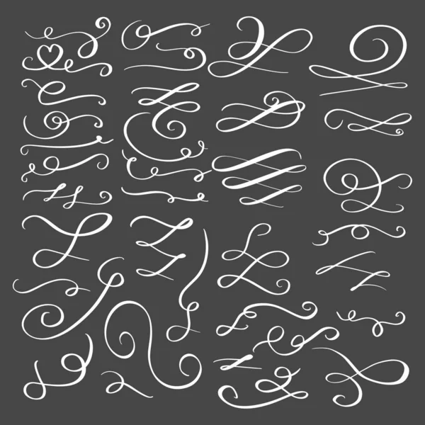 Handmade Collection Set Underline Strokes Marker Brush Doodle Style Various — Stock Vector