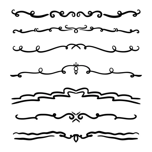手绘漩涡和曲线的集合 婚礼卡装饰设计元素 在邀请函中 保存日期卡 餐厅传单 — 图库矢量图片