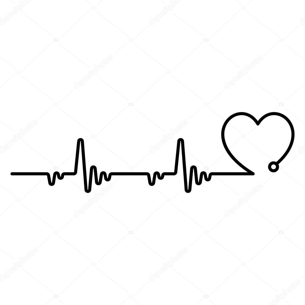 Heartbeat Line Cardio Minimal Style Icon Symbol