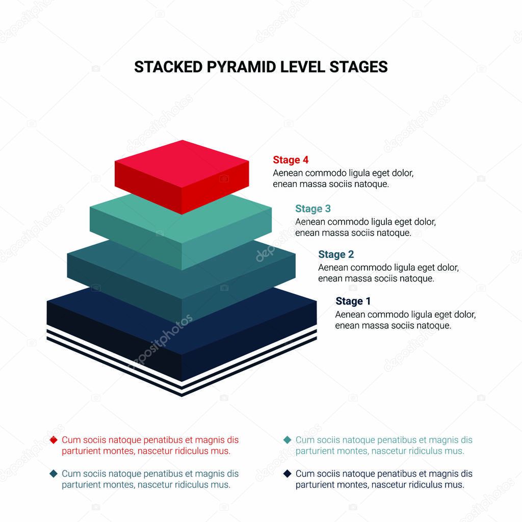 Stacked pyramid level stages colorful business infographic that can be used in presentations