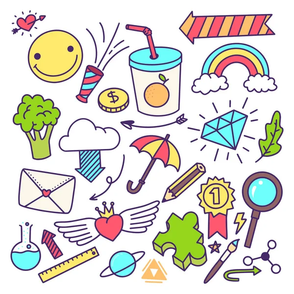 Sammlung Von Handgezeichneten Doodle Niedliche Illustration — Stockvektor