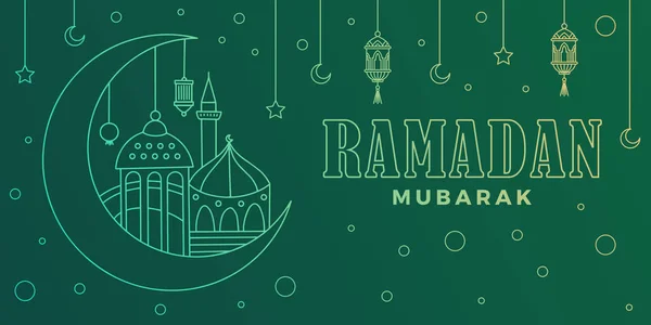 Ramadan Kareem Ramadan Mubarak Biglietto Auguri Lettering Sfondo Stelle Luna — Vettoriale Stock
