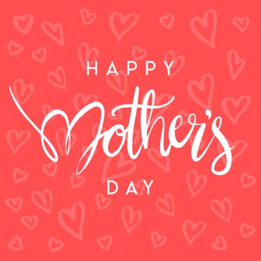 Happy Anneler Günü Kaligrafi Kartı Arka Plan Elle Çizilmiş - Vektör Eps