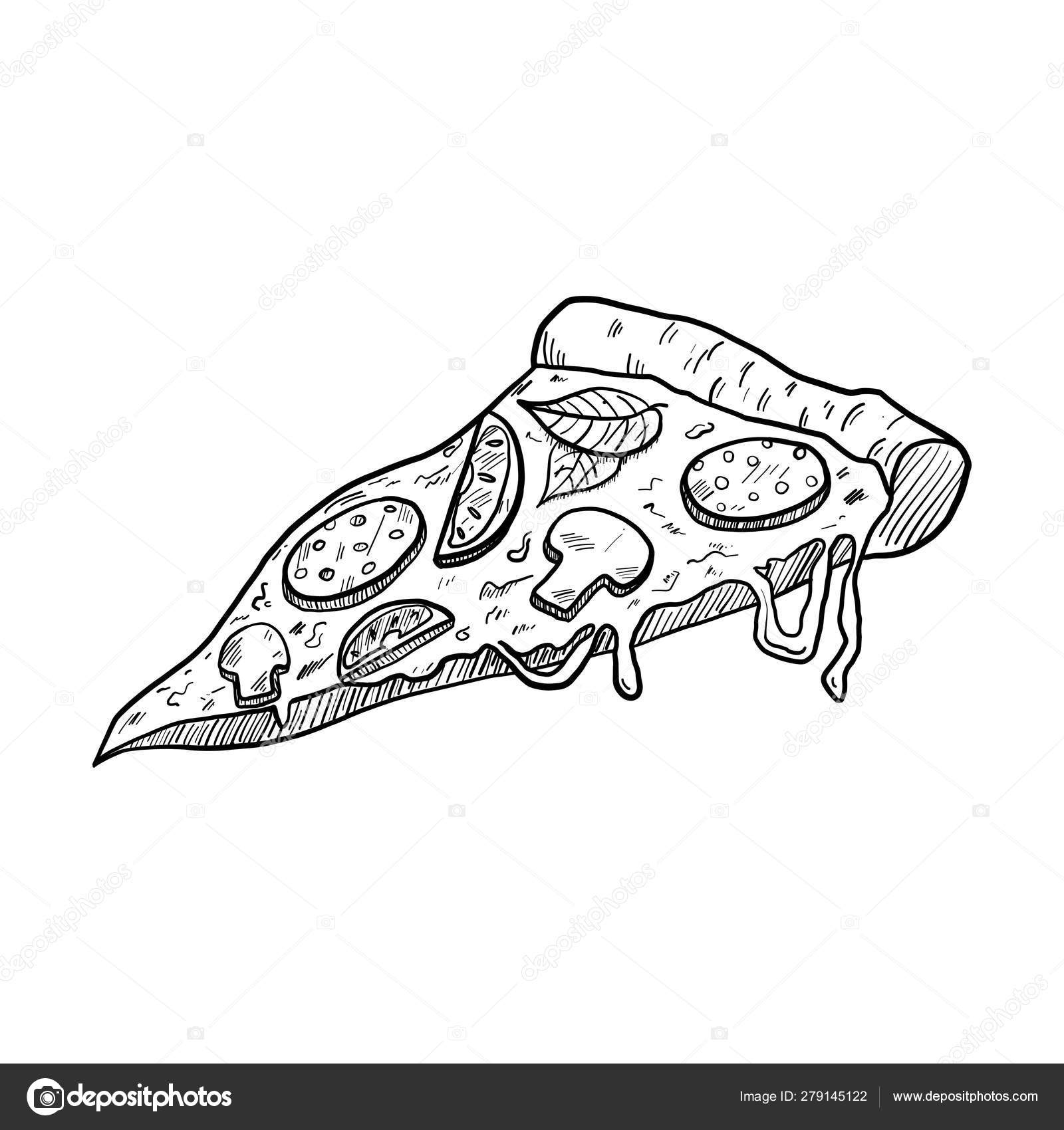 Hand Drawn Pizza Slice Vector Graphic by MicroTee · Creative Fabrica