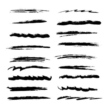 Marker Fırça Karalama Stilinde Altı Çizili Vuruşların El Yapımı Toplama Seti Çeşitli Şekiller - Vektör Eps
