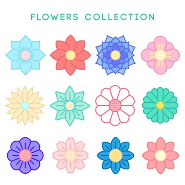Çiçek simgeleri Anahat - illüstrasyon Eps Vector