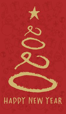 Mutlu Yıllar 2019 Yılbaşı için Kutlama tebrik kartı illüstrasyon - Vektör Eps