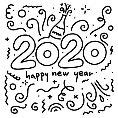 Mutlu Yıllar 2019 Yılbaşı için Kutlama tebrik kartı illüstrasyon - Vektör Eps