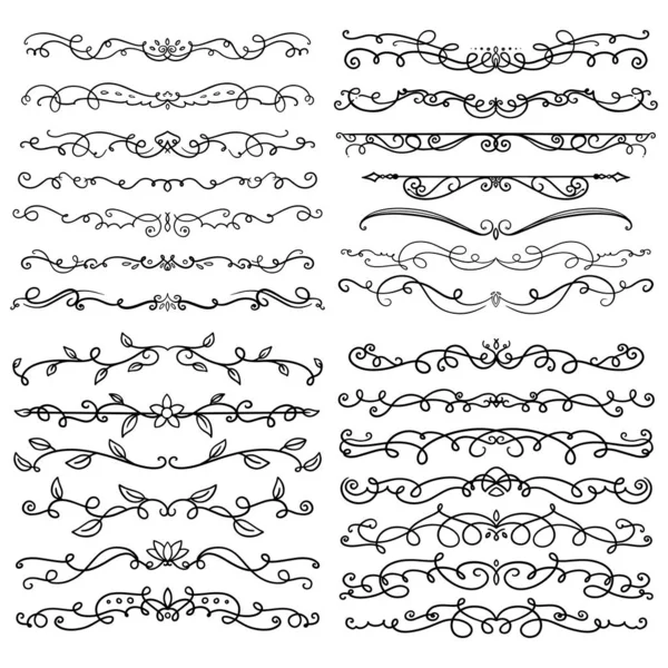 Handdrawn swirls ve curles koleksiyonu. Düğün kartları için süsler tasarım elemanı, davetiyeler, tarih kartlarını kaydetmek, Restoran için broşürler