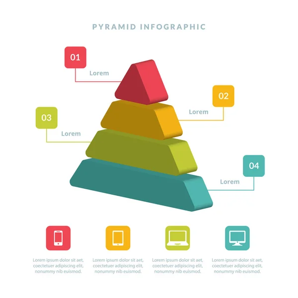 Pyramid 3D info chart graphic for business design. — Stock Vector