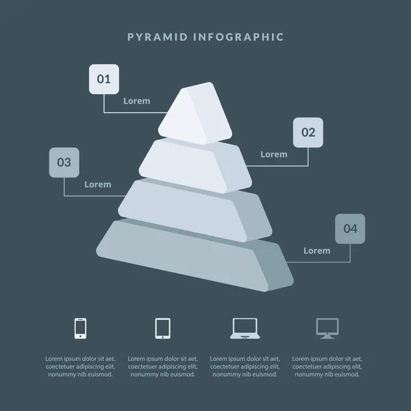 Gráfico Gráfico Pirámide Información Para Diseño Negocios Informes Presentaciones Paso — Vector de stock