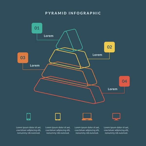Pyramide Diagramm Grafik Für Business Design Berichte Schrittpräsentationen Kegelform Mit — Stockvektor