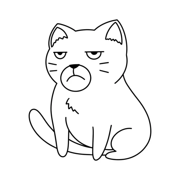 Ilustração gato bonito desenhado à mão no estilo doodle. Para crianças, mulheres, engraçadas, giras. Vetor EPS — Vetor de Stock