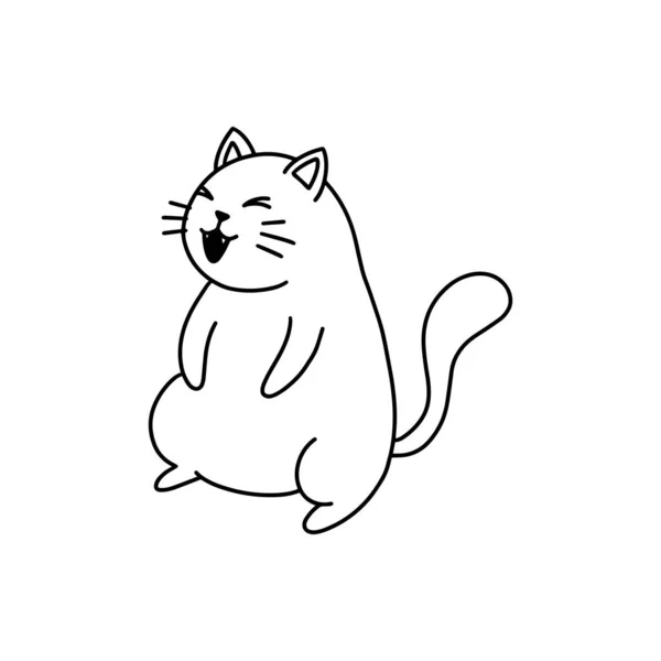 手绘可爱的猫插图在涂鸦风格。对于孩子，女人，有趣，可爱。矢量 Eps — 图库矢量图片