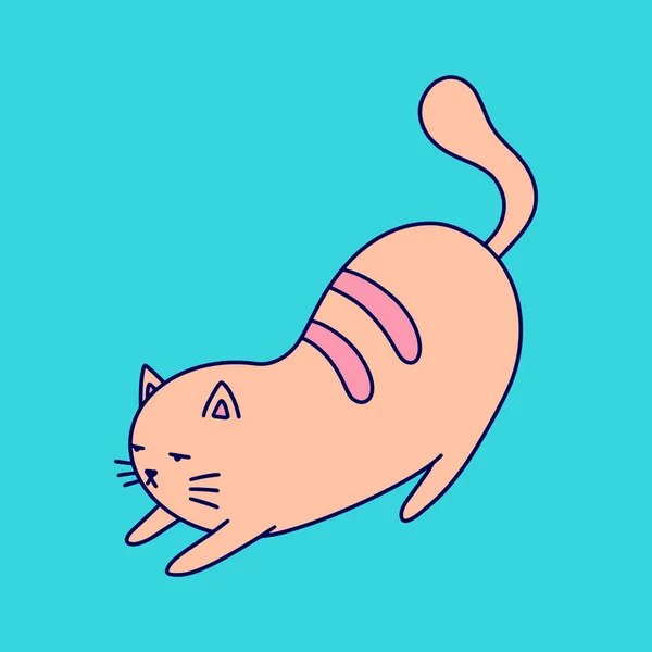 Dibujado a mano lindo gato ilustración en estilo garabato. Para niños, mujeres, graciosas, lindas. Vector EPS — Vector de stock