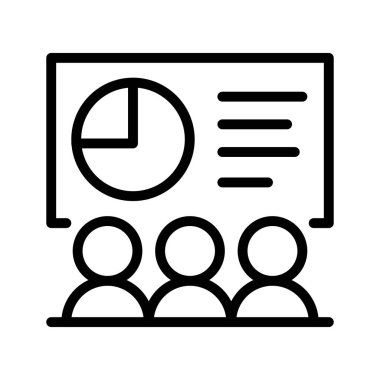 Teknede ikon vektör illüstrasyonu Eps 10 ile buluşan insanlarla birlikte sunum çizelgesi