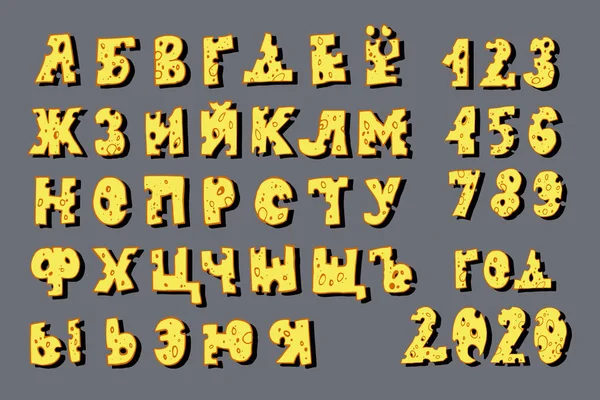 Russische Alfabet Nummers Kaas Met Hand Getekend Een Paar Nullen — Stockvector