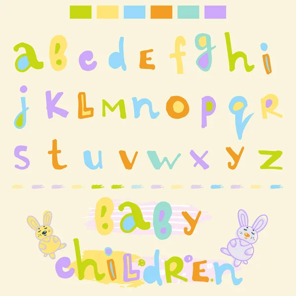 Colorful Funny Letters Children Fonts Drawn Hand — Stock Vector