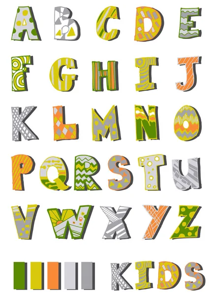 Alphabet Lettres Imprimées Pour Enfants Main Couleurs — Image vectorielle