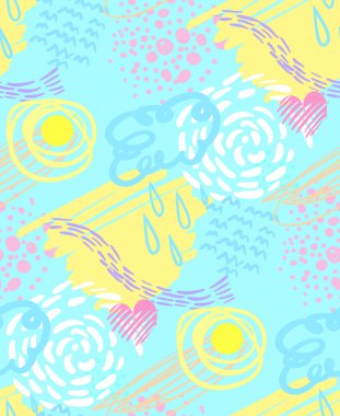 çocuklar için modern renksiz desen karalama tarzında yazdırılmış nesneler