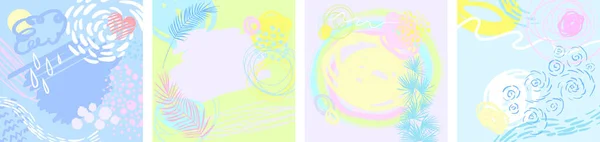 அலுவலகம் மற்றும் குழந்தைகளின் வடிவமைப்பிற்கான நான்கு அட்டைகளின் தொகுப்பு தயாரிப்புகள் — ஸ்டாக் வெக்டார்