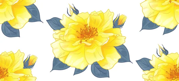 Καλοκαιρινό floral σχέδιο με κίτρινα τριαντάφυλλα για σχεδιασμό επιφάνειας — Διανυσματικό Αρχείο