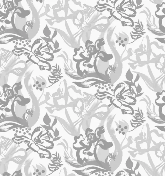 Gri çiçek desenleri ve açık laleler.