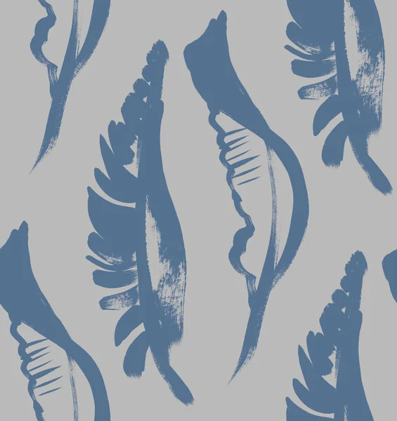 Patrón gris inconsútil con hojas de palma tropical azul oscuro dispuestas verticalmente — Foto de Stock