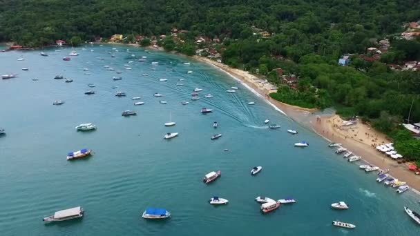 Brazylia Ilha Grande Łodzie Zatoce Widok Lotu Ptaka Port Ilha — Wideo stockowe