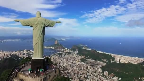 Brazilië Christus Verlosser Voetstuk Rio Janeiro 50Fps Christus Verlosser Voetstuk — Stockvideo