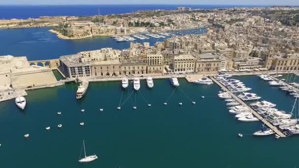 Malta Senglea Birgu Luftaufnahmen Von Senglea Birgu Malta — Stockvideo