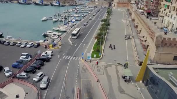 Boten Haven Van Civitavecchia Italië Een Zonnige Dag Luchtbeelden Van — Stockvideo