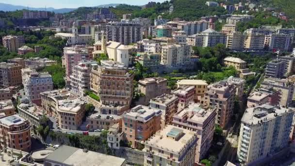 Bâtiments Rues Entourant Port Gênes Italie Images Aériennes Des Rues — Video