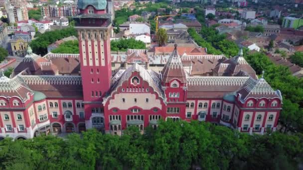 Subotica Voyvodina Sırbistan Daki Renkli Belediye Binası Modern Şehrin Merkezinde — Stok video