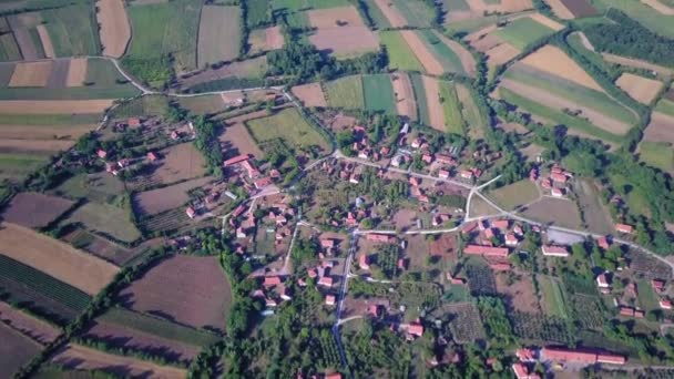Aerial View Countryside Village Aerial View Countryside Village Sunny Autumn — Stock Video