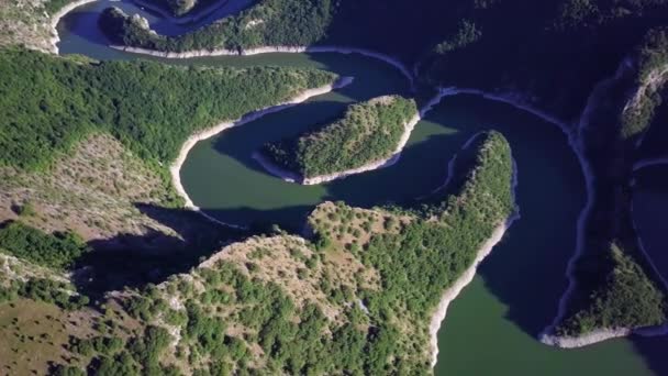 Beautiful Meanders River Uvac Sérvia Dia Ensolarado Verão Rec709 Vista — Vídeo de Stock