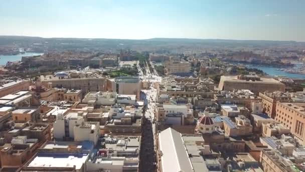 Malta Capitale Valletta Main Street Veduta Aerea Della Capitale Malta — Video Stock