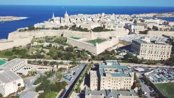 Столица Мальты Валлетта Исторический Центр Валлетты Вид Воздуха Столицу Мальты — стоковое видео