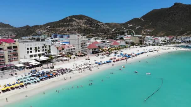 Aerial View Caribbean Beach Hills Filmagem Aérea Great Bay Beach — Vídeo de Stock