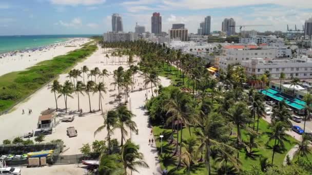 Miami South Beach Lummus Park Ocean Drive Veduta Aerea Del — Video Stock