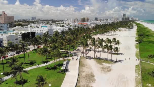 Miami South Beach Park Lummus Ocean Drive Widok Lotu Ptaka — Wideo stockowe