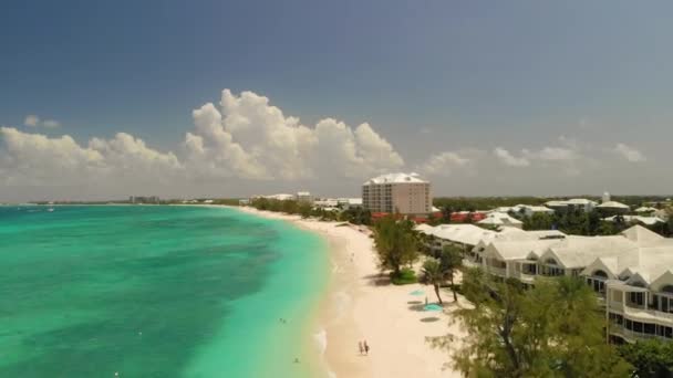 Grand Cayman Vackra Berömda Seven Mile Beach Antenn Skott Vackra — Stockvideo
