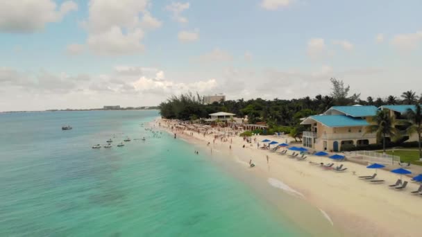 Grand Cayman Vackra Berömda Seven Mile Beach Antenn Skott Vackra — Stockvideo