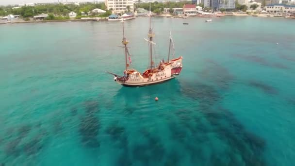 Altes Segelschiff Der Karibik Altes Segelschiff Aus Dem Jahrhundert Der — Stockvideo