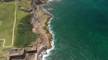 Eski San Juan kuzey kıyı şeridi boyunca San Cristbal kale, Eski San Juan kuzey kıyı şeridi boyunca San Cristbal kaleNin Havadan görünümü, Porto Riko